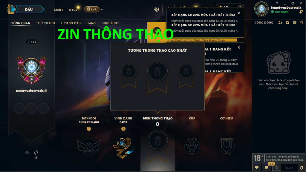 Acc LMHT # - Không Khung